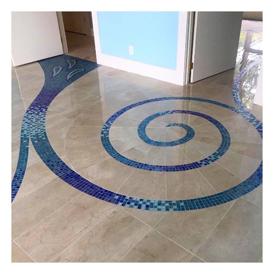 Oceanside Glasstile Floor Pono Stone, Glass Tile Floor
