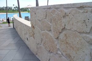 Four Seasons coral natural stone wall by Pono Stone